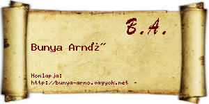 Bunya Arnó névjegykártya